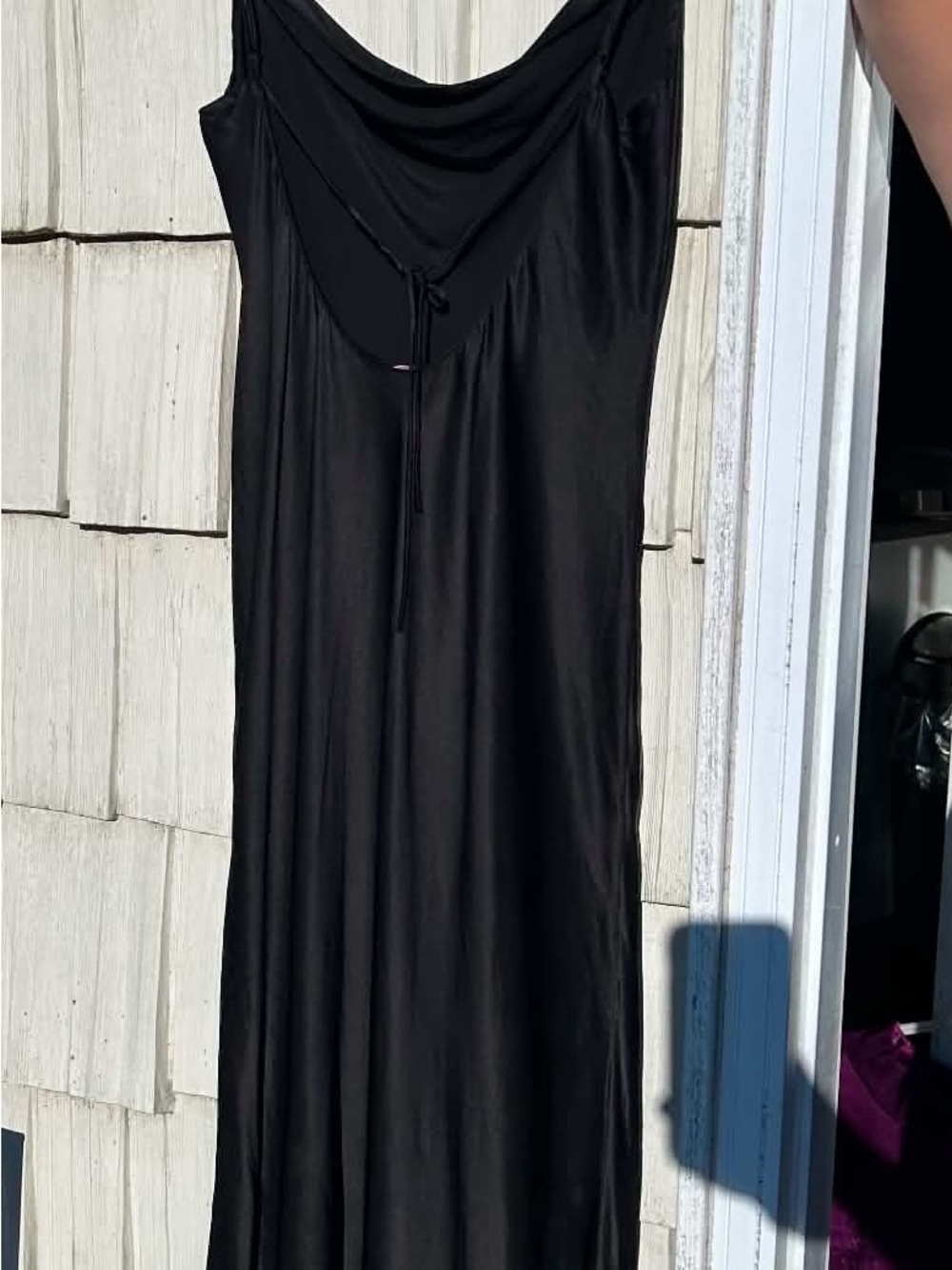 Black Cowl Neck Slip Dress Low back Strappy - Women's Elegant Silk Evening Dress